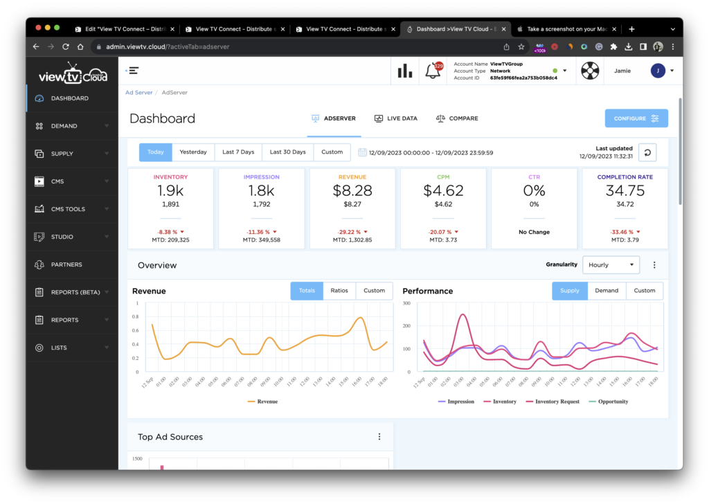 View TV Connect Dashboard